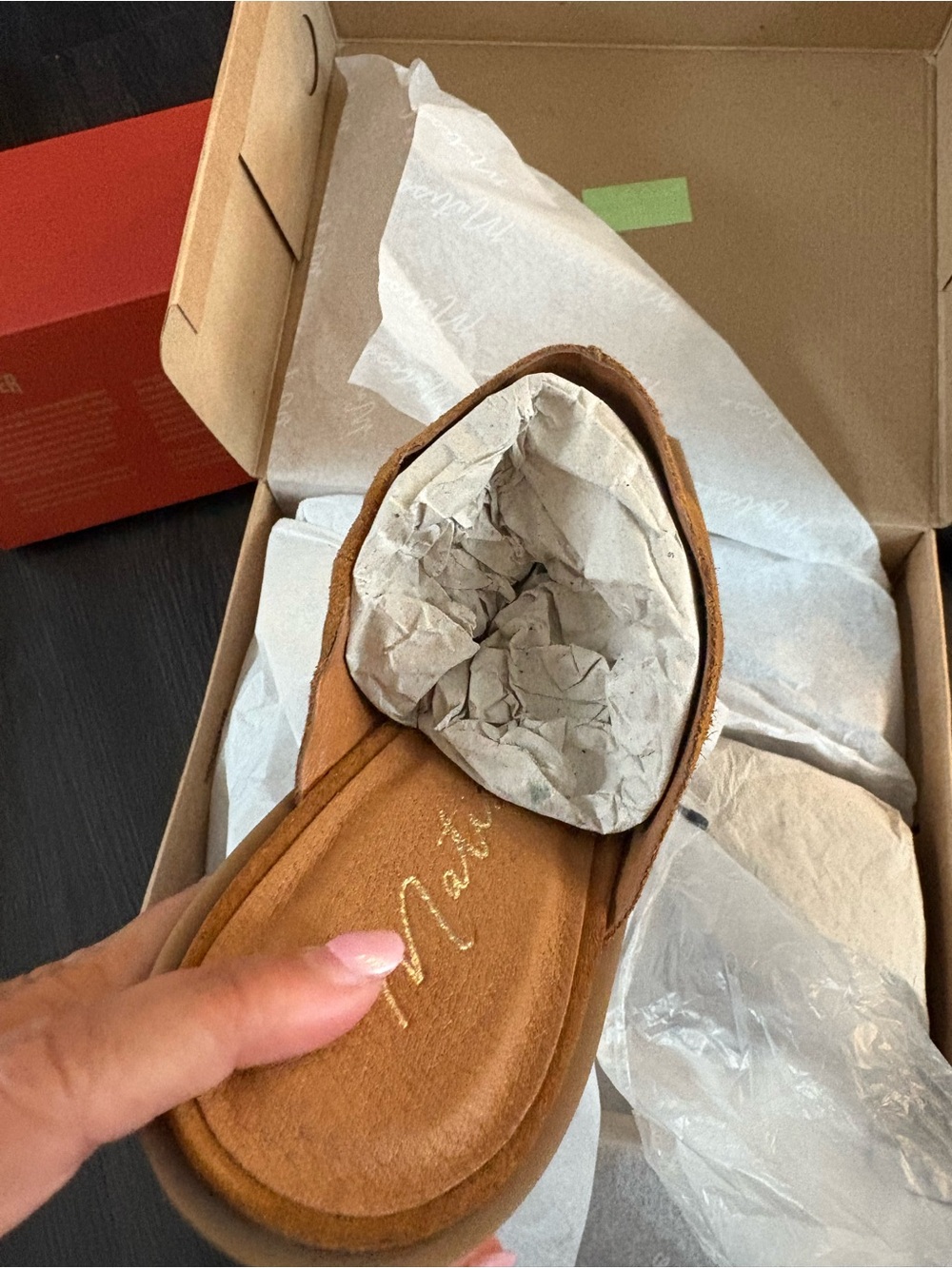 Anthropologie Matisse Suede Open-Toe Mule in Cognac 9 NEW IN BOX - Picture 4 of 9